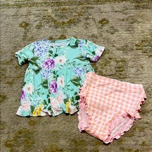 Posh Peanut Two Piece Viscose Set - Short Sleeve Peplum Top & Shorts Set Erin 2T